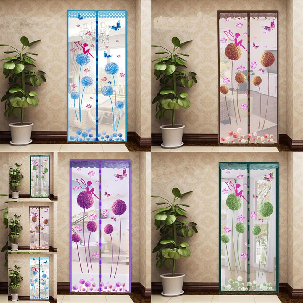 Chic Anti-mosquito Door Screen Featuring Dandelion Design And Magnetic Closure