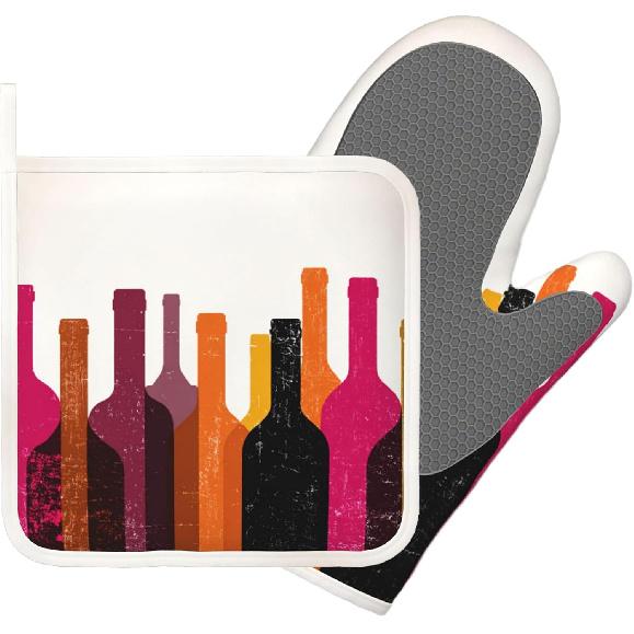 Day of The Dead Oven Mitt and Pot Holder with Silicone Heat Resistant Kitchen for Cooking BBQ Baking Grilling Cooking Protection