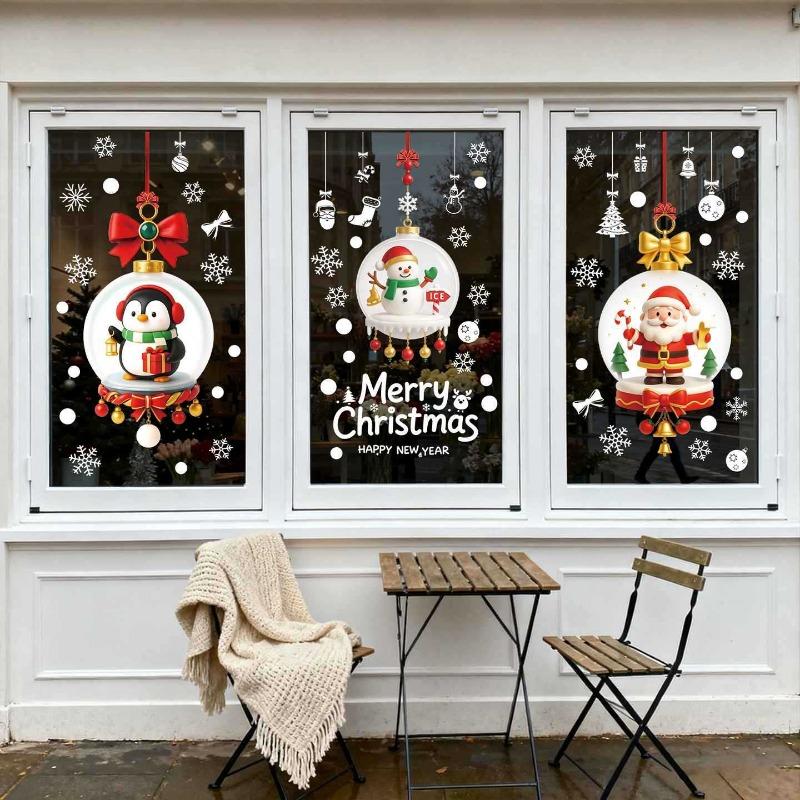 Christmas Window Static Cling Stickers for Store Decoration - Colored Glass Mosaic Paper