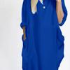 Spring Summer Dress Oversized Knee Length Long Sleeves Pure Color Round Neck Baggy Midi Dress for Daily Wear Dating Travel