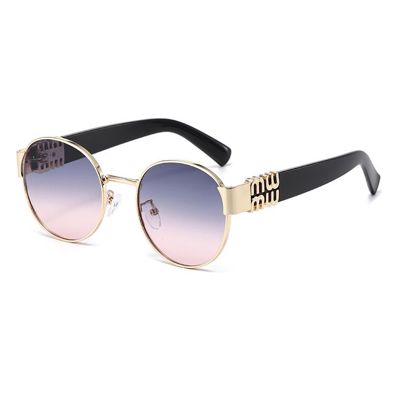 The new M comes with a round frame, European and American old money style temperament, high-end sunglasses, women's fashion trend, gold, UV pro