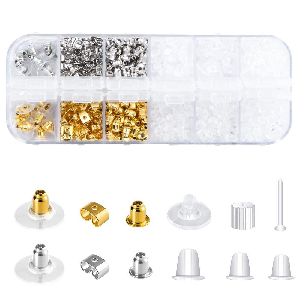 600Pcs/Set Anti Allergic Earring Backs Studs Kit Clear Earring Backings  Women's Gifts