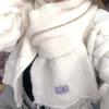 White Wool Knitted Tassel Woolen Scarf for Girls Winter New Versatile Warm Dog Logo Cute Scarf