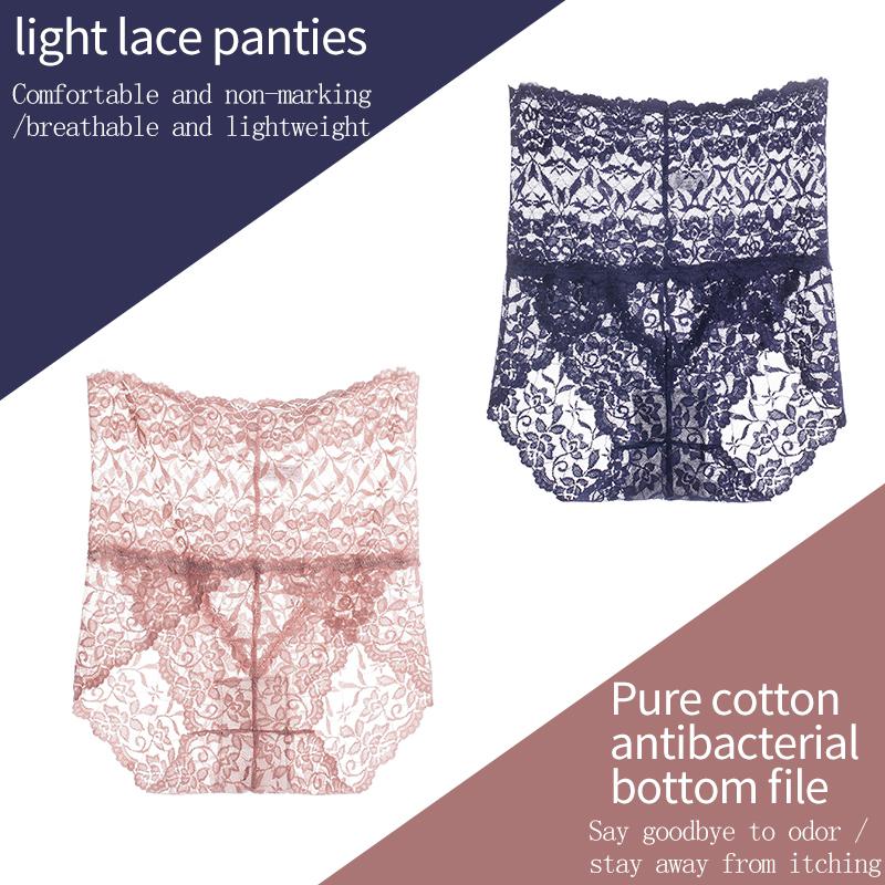 3Pieces/Lot High Waist Light Sexy Elastic Lace Women's Panties, Pure Cotton Crotch Comfortable Non-marking Breathable Lightweight Underwear Briefs