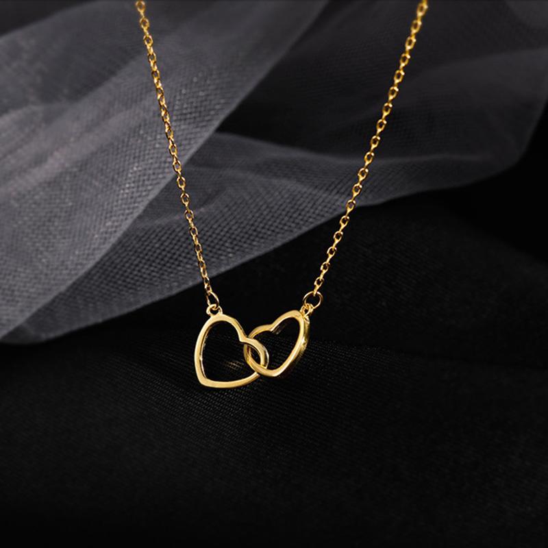 New 925 Silver Heart Necklace Simple Geometric Shape Charm Pendant Choker Birthday Gift Women's Exquisite Jewelry