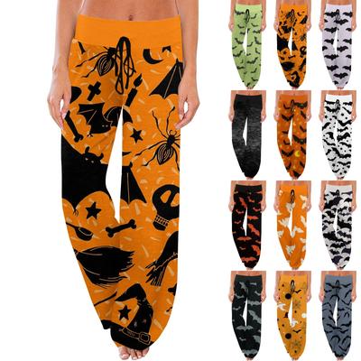 Women's Sweatpants Pajama Pants Halloween Printed Drawstring Wide Leg Pants