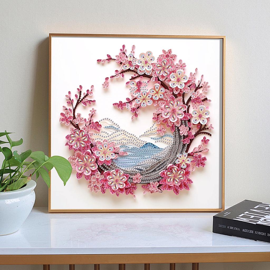 Peach blossom Shape Diamond Art Painting Kit for Adult Beginner,Crystal Diamond Dot Kit for Home Wall Decoration Gift