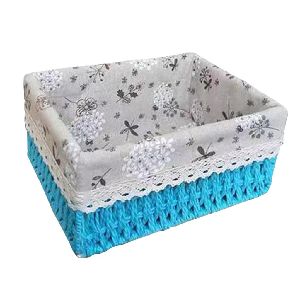 Woven Storage Basket Rural Fabric Wving   Desktop Storage Basket for Organizing Shelves Bedroom Bathroom Medium Size 22x16x10cm