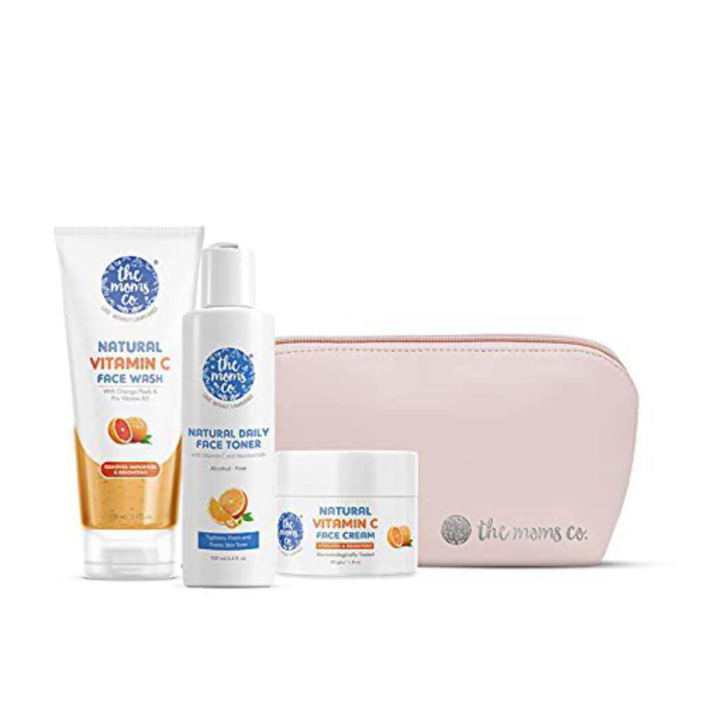 Die Moms Co. All Day Glow Vitamin C Routine l Reinigen Hellt die Haut auf I Ölfreier Look I Sofortiger Glow I Orange Perlen I 300 g