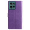 For Motorola Edge 50 5G Case Solid Color Leather Mobile Cover Wallet Stand with Strap