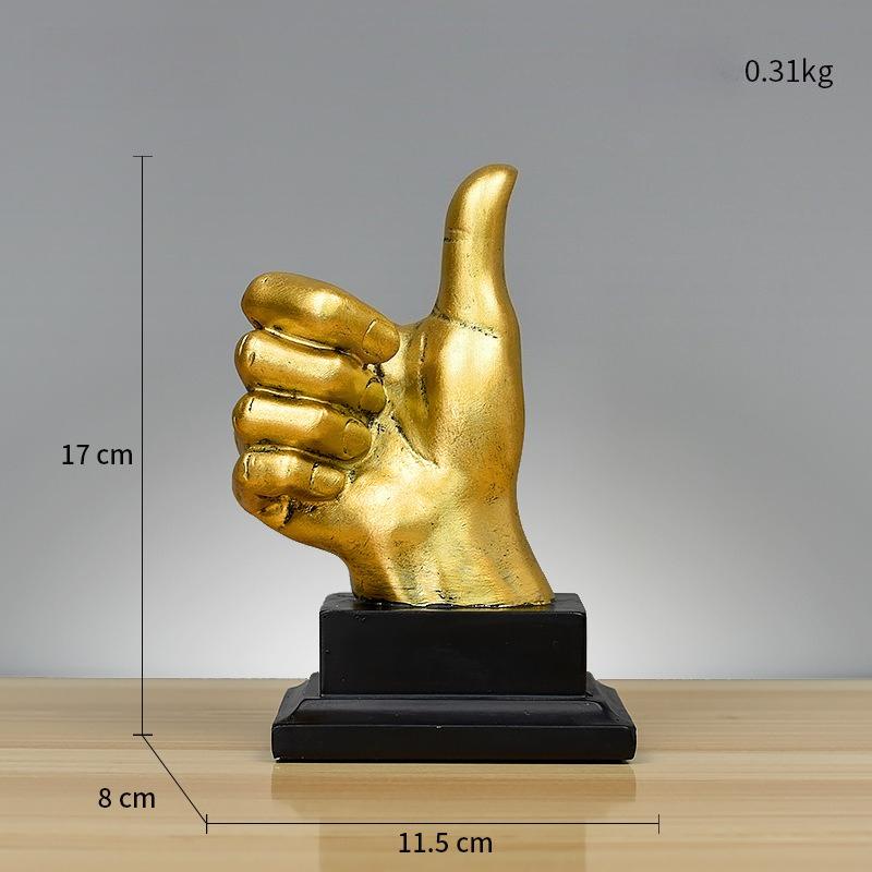 

Collectibles Sculpture European Retro Thumb Up Victory Gesture Finger Model Resin Ornament Office Cabinet TV Cabinet Decoration