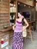 Plus Size Women's Floral Lace Three-Piece Set: Sun Protection Cardigan, Camisole, and Half Skirt
