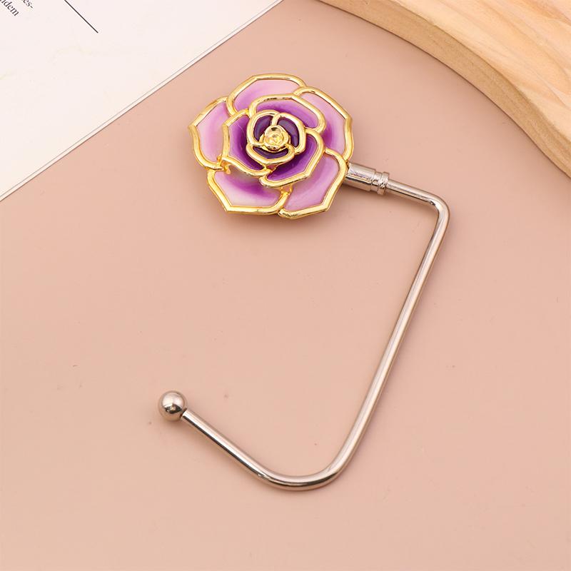 Elegant Gradient Rose Bag Purse Hook Portable Handbag Hanger Fashion Foldable Table Hook Organizer Desk Side Hooks