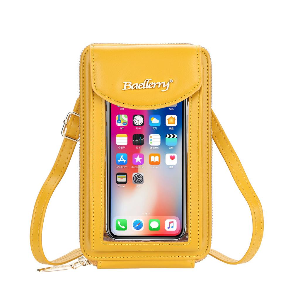 Baellerry Fashion Zipper Shoulder Bags for Women PU Leather Clear Can Touch Screen Phone Bag Crossbody Messenger Bags