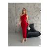 Women's Trend Slit Sandy Shoulder Detail Draped Dress