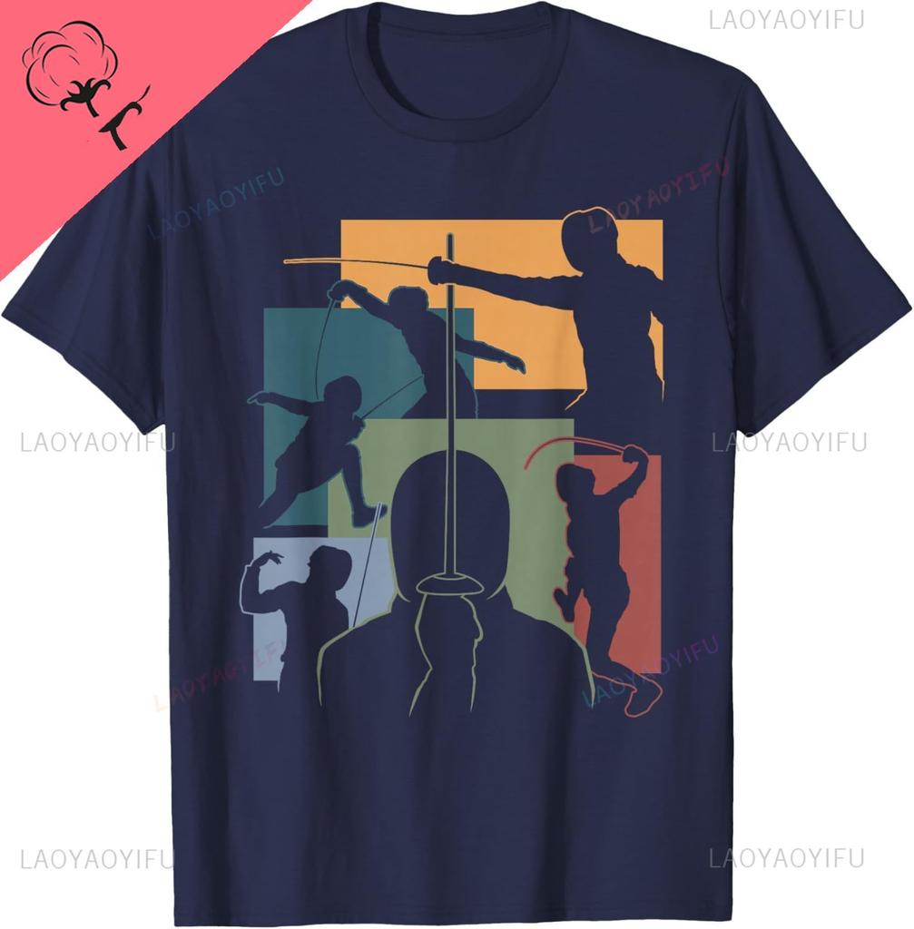 Funny Fencing Cool Fencer Swordfighter Swordfighting Outfit Tshirt Unisex Summer Streetwear Tops Cotton Printed Tshirt