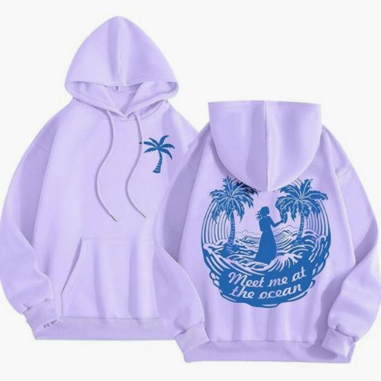 Women's "Everything Comes In Waves" Velvet Hoodie Sweatshirt