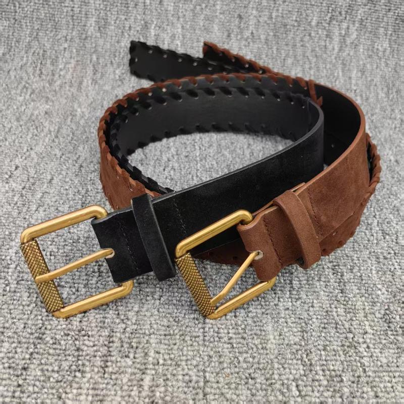 Vintage Suede Belts Ladies Gold Alloy Waist Buckle Dress Accessories Elegant Jeans Decorative