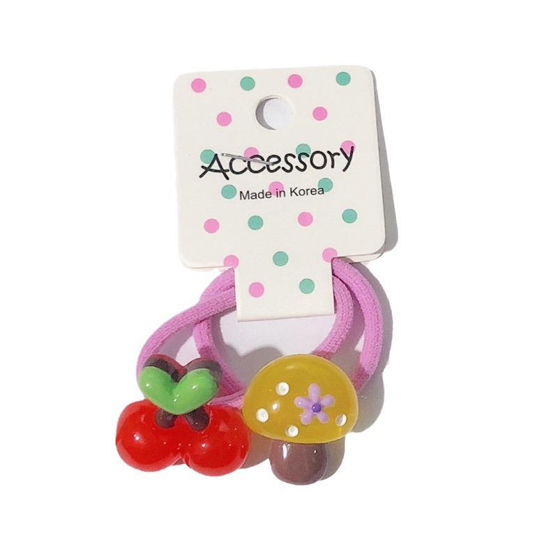 Sladké ovocné gumičky do vlasů pro korejské dívky - Jemné gumičky pro děti, Barevné kreslené vlasové doplňky.