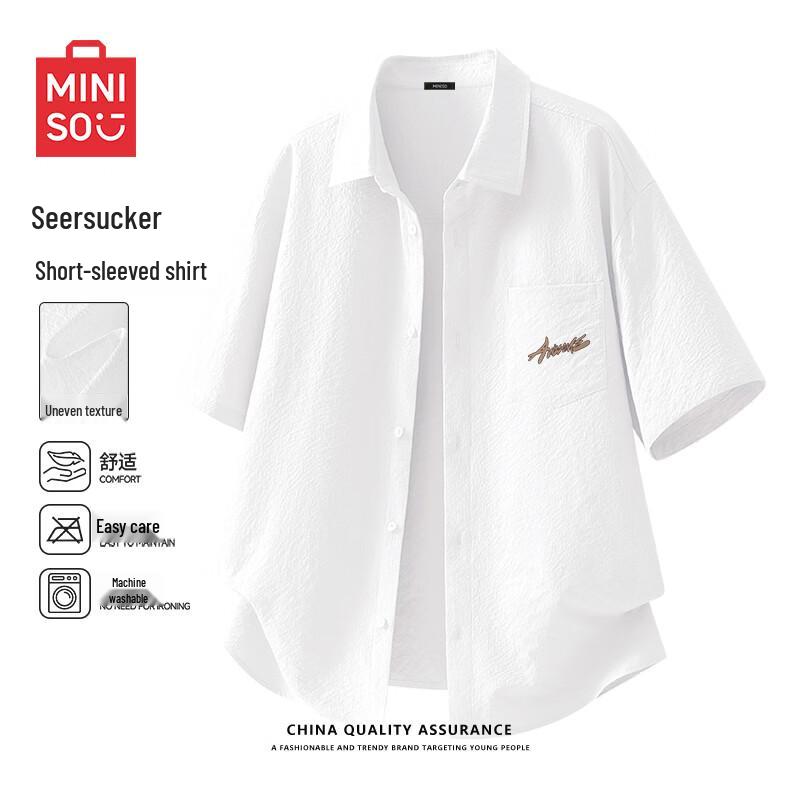 MINISO Men s Three-Proof Textured Short Sleeve Shirt XL