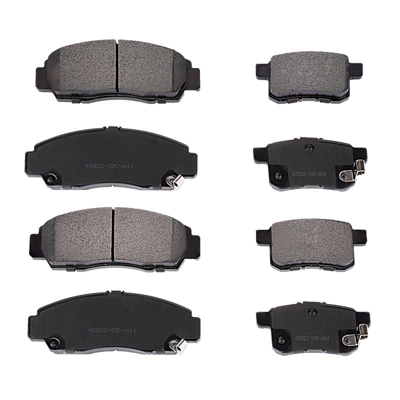 8pcs Front & Rear Brake Pads Set Metal Disc Brake Pads Compatible with Honda for Accord for EX for EX-L 2008 2009 чёрный