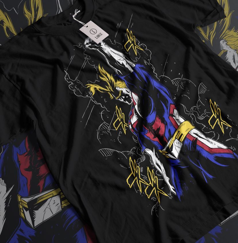 All Might T-shirt My Hero Academia Boku Hawks Armor Strip Gift Shirt All Size