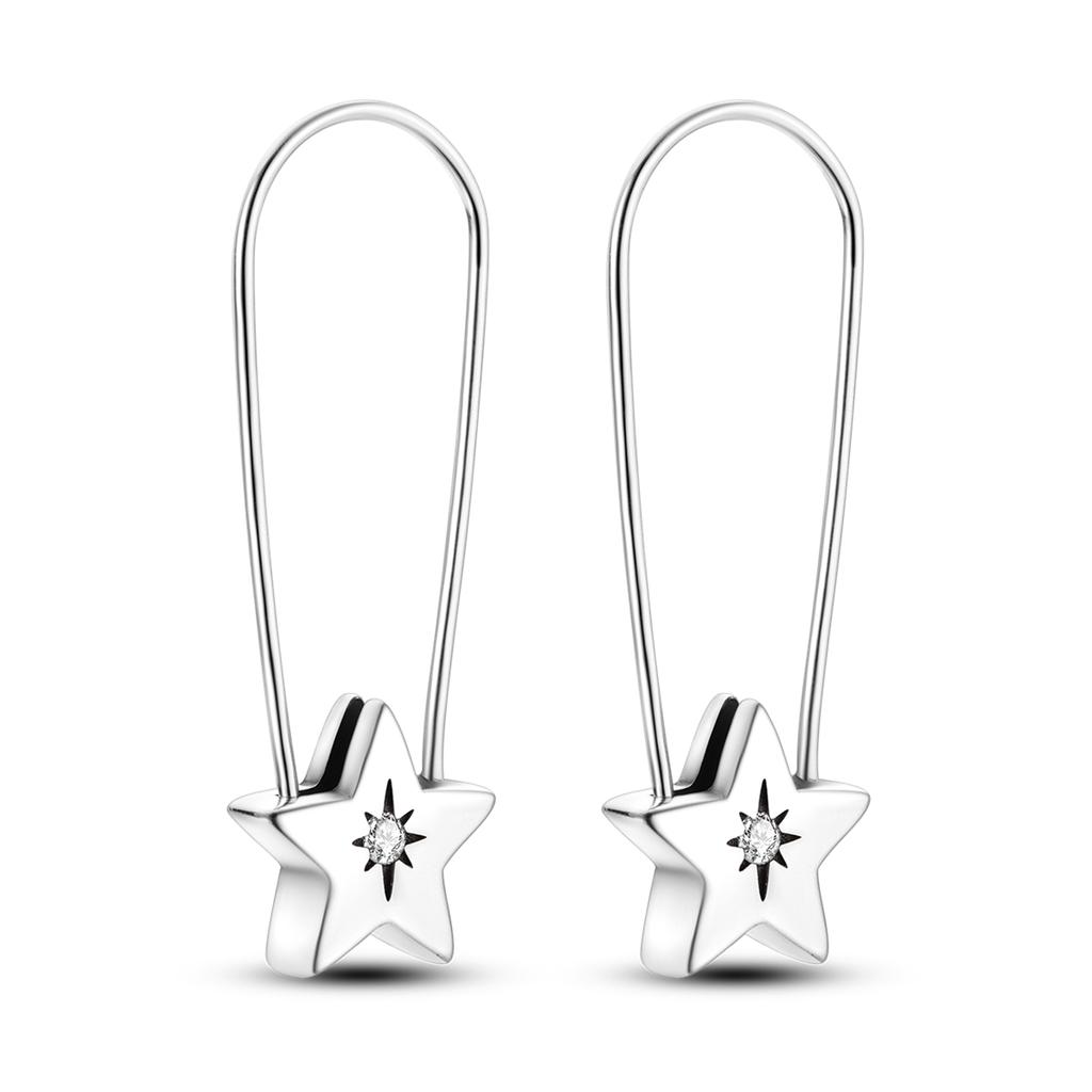 Silver Plated Hoop Earrings Moon Star Dreamcatcher Colored Zircon Fine Earring Jewelry Gift for Women