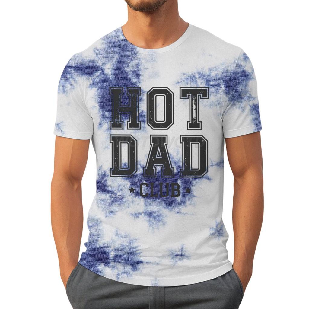 Футболки Hot Dad Club для мужчин Летние футболки с коротким рукавом День отца Классические топы Тай-дай Мужская одежда Круглый вырез Папа Повседневные топы