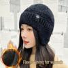 Unisex Winter Strickmütze mit Ohrenklappen - Warme Schneeflocken-Fleece-Beanie für Outdoor-Aktivitäten