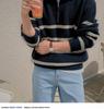 Men's Retro Korean Style Striped Half-Zip Sweater with Lapel