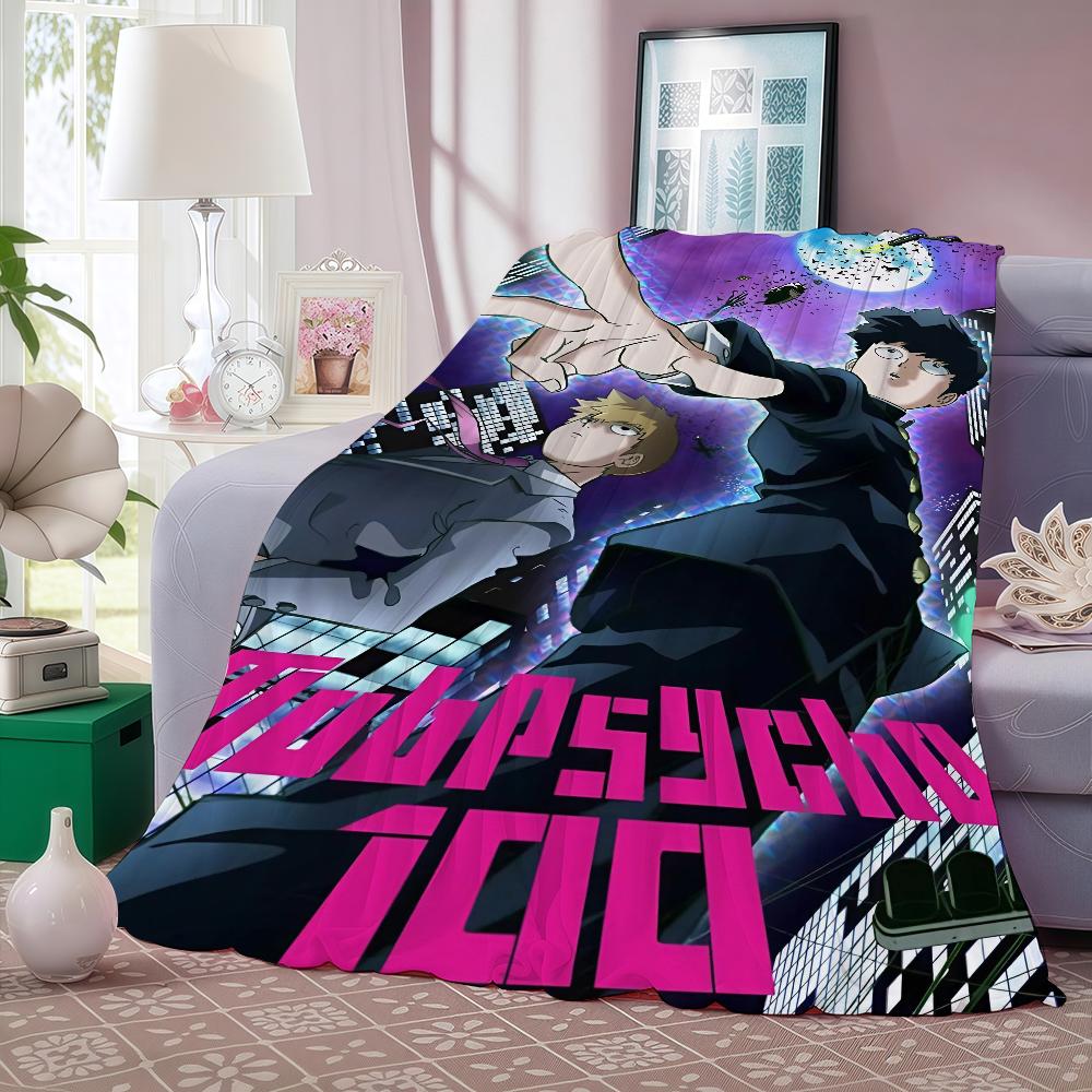 Hot Anime M Mob P Psycho 100 Blanket Warm And Soft Suitable For Bedroom Living Room Sofa Bed Office Travel Camping