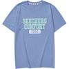 Round Neck Solid Color Simple Letter Print Short Sleeve T-Shirt Men Tops Impression-Purple L224M095-0221