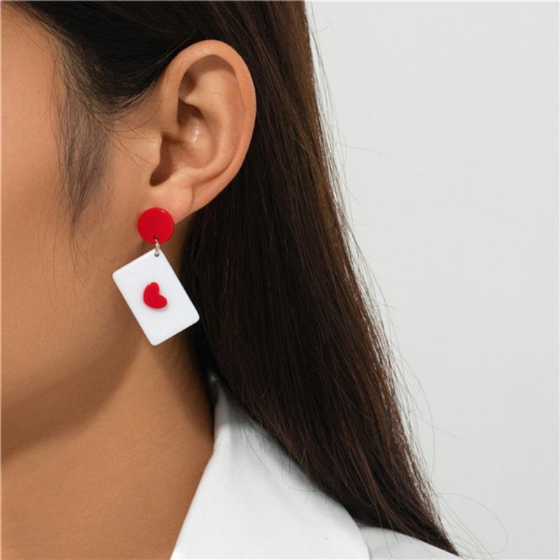 For Envelopes, Stud Earrings, Creative Red Love Decoration, Exquisite Elegance, Daily Commuting Temperament, Versatile Heart Shape