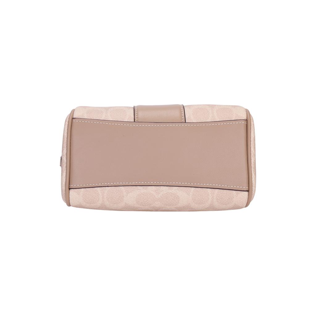 Coach Rowan 18 Logo Zip Closure Faux Leather Crossbody Shoulder Bag Small Women Bags Milk-Tea CW331-SVPWH