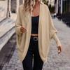 Women's Casual Cardigan With Bats Sleeves, Long Sleeves, Thick Knitting, Lightweight For Outer Wear