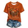 Women's Stylish Halloween Print V-Neck Casual Top for Fall Party and Everyday Outfit