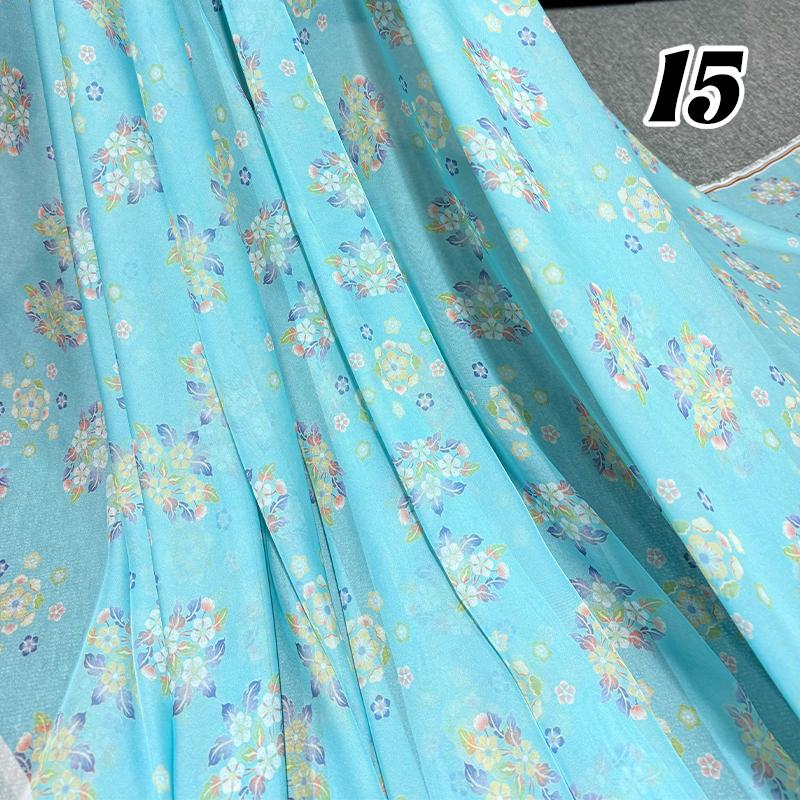 100*150cm Tecido Chiffon Floral Estilo Chinês Grupo de Chá Estampa Floral Tecido DIY Vestido Hanfu Fantasia de Dança de Casamento Decoração