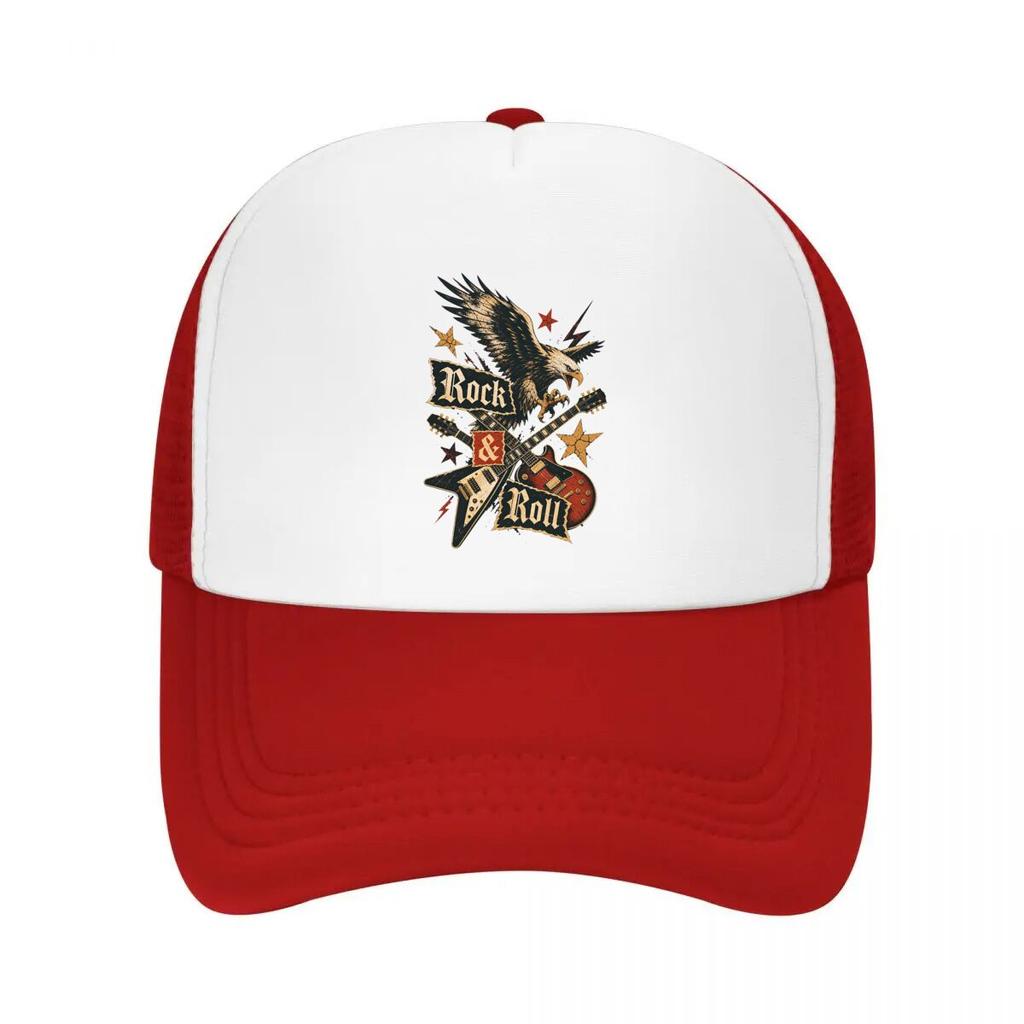 Vintage Eagle Guitar Rebel Spirit Mesh Baseball Cap Casual Hat Outdoor For Womens Unisex FeUnisex