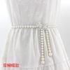 Mei Mary Women's korean style sweet bow dress with pearl waist chain - ladies' fashion decorative slim belt