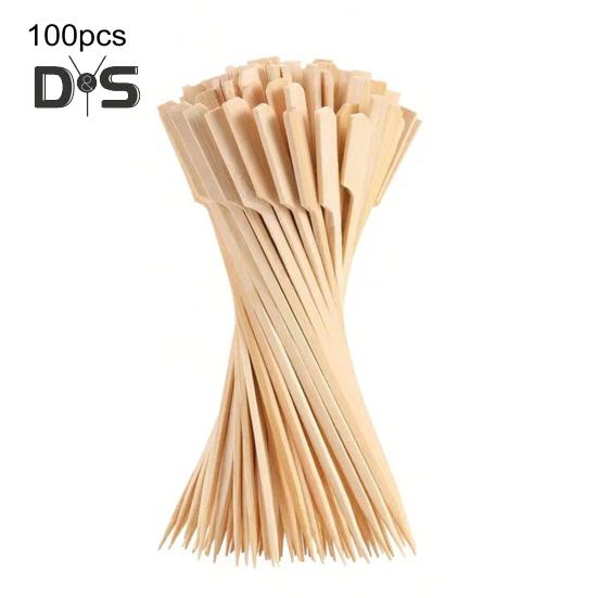 100Pcs Wooden Skewers 6 Inch Sturdy Cocktail Picks for Appetizers Flat Paddle Food Sticks for Party BBQ Fruit Cheese Charcuterie Boards Accessories