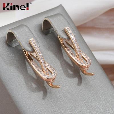 Kinel Orecchini Geometrici Trendy Color Oro Rosa Inglesi