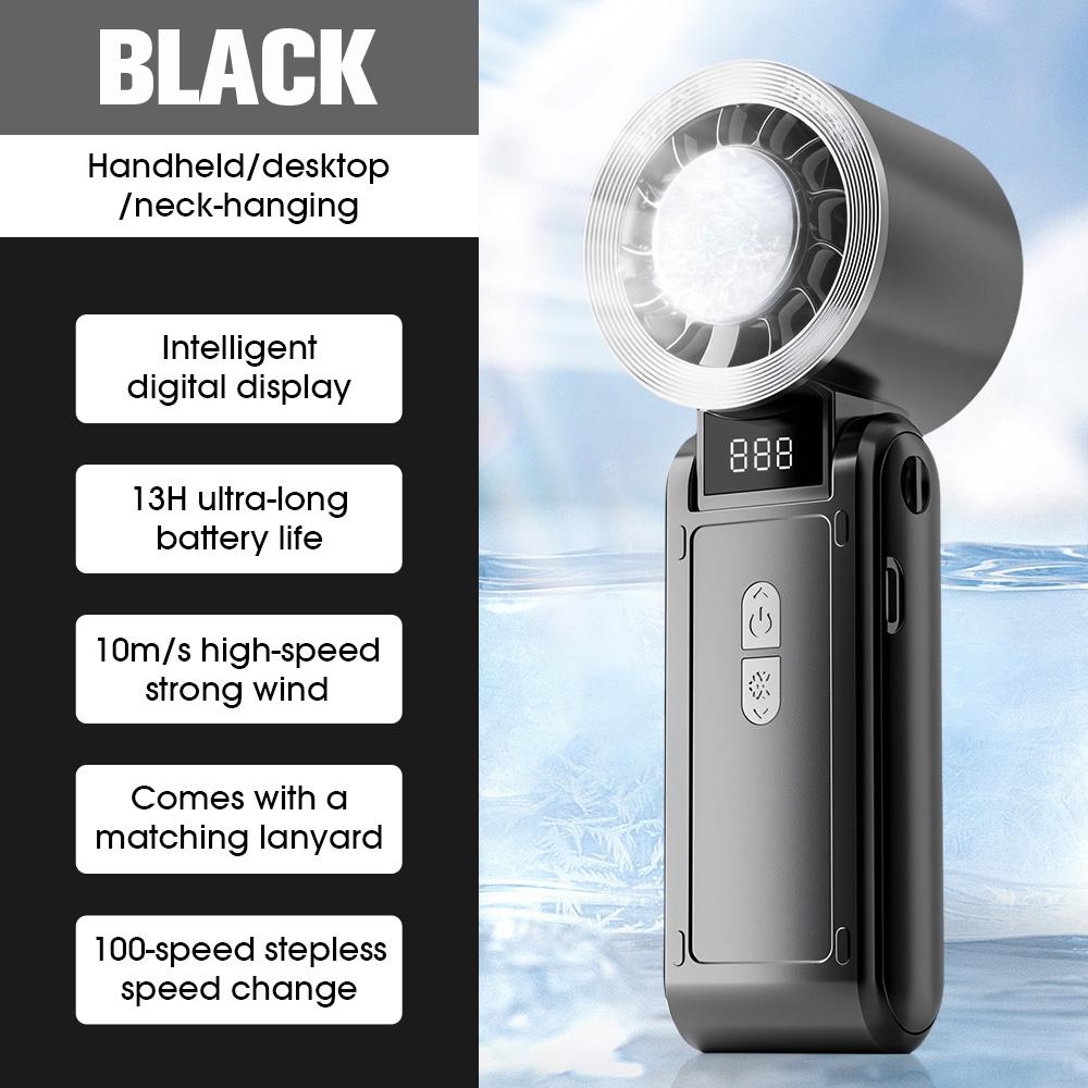 

New Foldable Ice Pack Fan Semiconductor Refrigeration Hung on The Neck Fans for Summer Outdoor Travel Portable Handheld Mini Fan as show чёрный