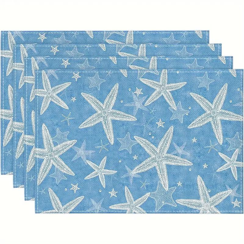Seashell Summer Beach Placemat: Blue Ocean, Stain-Proof, Heat-Resistant Table Decoration.