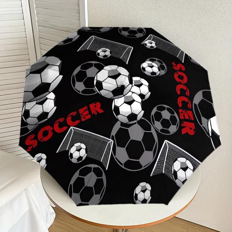 

1pc Soccer Ball Pattern Design Umbrella with Plastic Handle,Suitable for All Seasons Home Travel Outdoor UmbrellaDD843