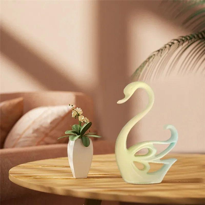 AEE2-2PCS Swan Ornament Silicone Mould Epoxy Resin Mold Desktop Swan Decorative Ornament Mirror Silicone Mould Gypsum Mold