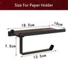 Tuqiu Black Toilet Paper Holder Wall Mounted Bathroom Tissue Paper Holder Aluminum Paper Roll Holder With Phone Storage Shelf