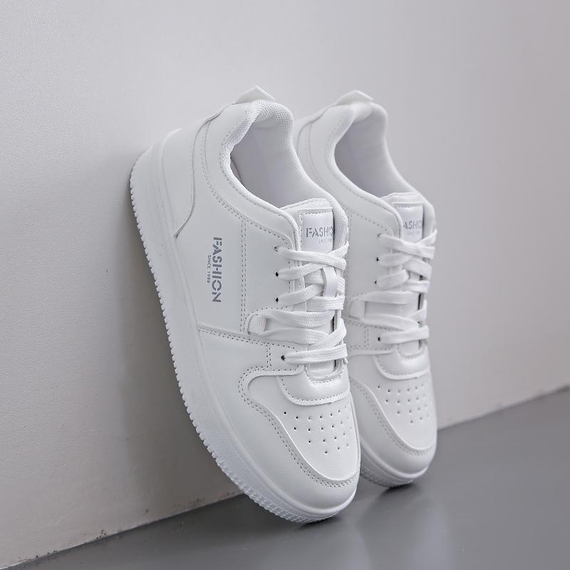 Lace-up Small White Shoes Women  New Thick Sole Show High Women's Shoes Casual Single Shoes Simple Sports Board Shoes