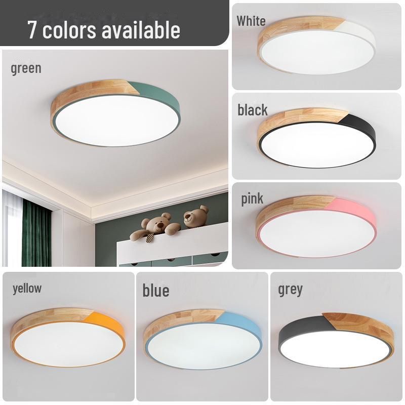 Nordic Log Style Ceiling Lamp - Modern, Eye-Caring Light for Bedroom, Living Room, or Hallway.