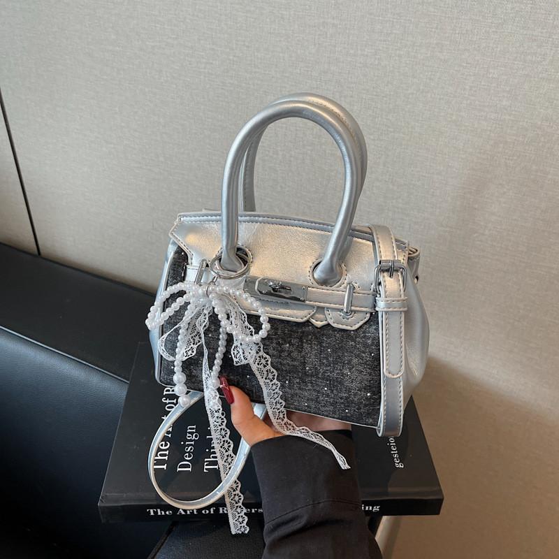 Retro Denim Shoulder Bag For Women Summer Daily Use Pu Material