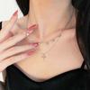 Romantic Bilayer Asterism Pendant Necklace for Women Sparkling Rhinestones Star Heart Bead Choker Y2K Accessories Fine Jewelry